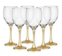 Glasmark Krosno Wine Glass 0.3 L Red Wine Glasses Set of 6 Glasses for Red Wine White Wine Red Wine Glass Red Wine Glasses White Wine Glasses Wine Goblet Glass Dishwasher Safe Transparent Gold 6 x 300