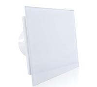 Glass 100 mm 4 inch diameter Extractor Fan with Run On Timer Modern Look Easy Fit Anti Condensation Damp Mould Steam Control Bathroom Shower Cloakroom Silent Toilet