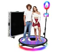 Glass 360 Photo Booth Machine for Parties with Flight Case,Custom Logo 360 Camera Booth by Remote or APP,Flight Box