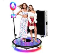 Glass 360 Photo Booth Machine for Parties with Ring Light Stand on Remote Control Automatic Slow Motion 360 Spin Photo Camera Booth Free Custom Logo (39.4inch)