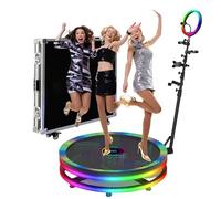 Glass 360 photobooth with Custom Logo,Control by APP or Remote,Flight Case Perfect for Parties and Weddings