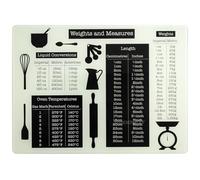 Glass 40cm Worktop Chopping Board Saver Protector Cream Black Weights Measures