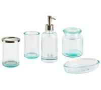 Beliani 5-Piece Bathroom Accessories Set Amarga Glass Green