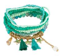 Glass Alloy Bead Bracelet Multilayer Boho Style(Blue)