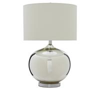 Glass and Chrome Curved Base with White Shade Table Lamp White