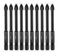 Glass and Tile Drill Bit 6mm, 10 Pcs Masonry Drill Bits Set Hex Shank Concrete Drill Bit Porcelain Tile Drill Bits 1/4 Hex Drill Bits for Glass Concrete Brick Wall Wood Aluminium Mirrors Porcelain