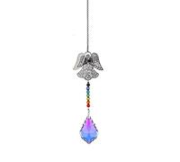 Glass Angel Car Charm | Hanging Crystal Angel Beads | Crystal Angel Charm for Protection, Happiness, Faith, and Love Crystal Car Hanging Ornament Angel Car & Ytger