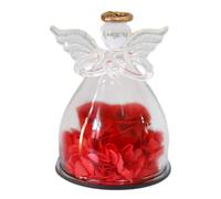 Glass Angel Figurine - Forever Flower Ornament Display Piece, Decorative Romantic Souvenir | Long Lasting Floral Arrangement Artistic Craft Design, Thoughtful Present For Thanksgiving Birthday Holiday