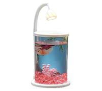 Glass Aquarium, Rounded Transparent Fish Tank, With U+B Interface and Led Chandelier, Suitable for Various Tropical Fish, Betta Fish, Cichlids, Ornamental Shrimp-Round Pink Ice Diamond