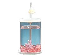 Glass Aquarium, Rounded Transparent Fish Tank, With U+B Interface and Led Chandelier, Suitable for Various Tropical Fish, Betta Fish, Cichlids, Ornamental Shrimp-Square Pink