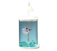 Glass Aquarium, Rounded Transparent Fish Tank, With U+B Interface and Led Chandelier, Suitable for Various Tropical Fish, Betta Fish, Cichlids, Ornamental Shrimp-Square Green