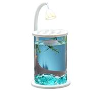 Glass Aquarium, Rounded Transparent Fish Tank, With U+B Interface and Led Chandelier, Suitable for Various Tropical Fish, Betta Fish, Cichlids, Ornamental Shrimp-Round Green Crystal