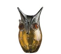 Glass Art Design Vase Owl Decorative Object Handmade from Glass Gift Colour: Amber Brown Height 23 cm