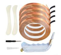 Glass Art Tool Set with Copper Foil Tape Rolls Pistol Grip Cutter and Plastic Scrapers for Accurate For Stained Glass Work