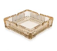 Glass Ashtray Square Heavy Duty Crystal Style Cigarette & Cigar Ash Tray 17cm Decorative Tabletop Smoking Accessory Clear Vintage Design JR2564
