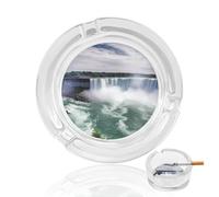 Glass Ashtrays for Outside And Inside,Niagara Falls Print Cigar Cigarettes Ash Trays Outdoors/Indoors,Cute Cool Ashtray with Non-slip Pad for Home Garden Bar Pub