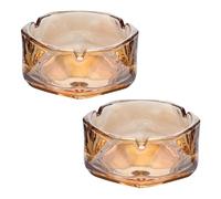 Glass Ashtrays Set of 2 Large Geometric Design 4.3 Inches Wide Ideal for Indoor Use in Living Rooms Offices Bars Restaurants or Outdoor Garden Decoration A Stylish Gift for Men (Amber Ashtray)