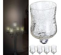 Glass Attachment Set of 5 for Candlesticks, 7 x 10 cm, Glass Jar Crackle Design, Tea Light Holder (5 x Glass Attachments)