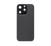 Glass Back Compatible With Phone 16 Pro Black Titanium Plain with Camera Lens No Logo