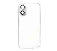 Glass Back Compatible With Phone 16 White Plain with Camera Lens No Logo