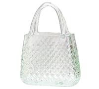 Glass Bag vase,Handbag Shape Flower vase, Green Purse Vase with Handle for Centerpieces Wedding Table Decorations - 11.4x8.1x3.5