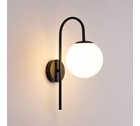 Glass Ball Wall Lights, Modern E27 Wall Sconce Lighting,1 Light, Vintage Metal Bedside Wall Lamp for Living Room Bedroom Bathroom Hallway Indoor,Black,A