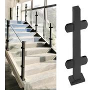 Glass Balustrade Indoor Outdoor Glass Railing Posts with Clamp, Stainless Steel Black Deck Balustrade Set, 24"/28"/32"/36"/38"/42" Tall Safety Glass Guardrail(Black Mid post,H-70cm(27.6"))