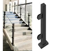 Glass Balustrade Indoor Outdoor Glass Railing Posts with Clamp, Stainless Steel Black Deck Balustrade Set, 24"/28"/32"/36"/38"/42" Tall Safety Glass Guardrail(Black End post,H-65cm(25.6"))