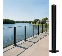 Glass Balustrade Post Black - 33.5in/85cm Topless Glass Deck Railing System with Spigots Slots for Deck, Steps, Balcony, Pool, Garden, Patio Stairs - Stainless Steel Square