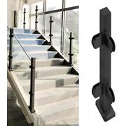 Glass Balustrade Railing Posts with Clamp, Stainless Steel Deck Safety Glass Guardrail, Indoor Outdoor Use, Black Corner Post, Durable and Stylish Design for Enhanced Safety