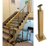 Glass Balustrade Stairs Handrail Support System, Gold Heavy Duty Step Safety Railing Post for 10Mm Glass Panel, Outdoor Large Deck Patio Commercial Construction Balusters,Gold Middle Post,100cm/39.3