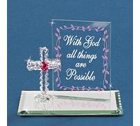 Glass Baron "With God, All Things are Possible" Plaque and Cross
