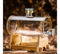 Glass Barrel Dispenser with Tap,WMLBK Whiskey Decanter Set 5L Whiskey Barrel Whiskey Decanter Drink Dispenser for Wine for Scotch Bourbon Vodka Rum and Liquor Party Drink (A)