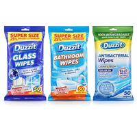 Glass, Bathroom & Antibacterial Cleaning Wipes - 3 Pack Bundle (50 Wipes Each) (150)| Extra Strong Jumbo Wipes for Home & Kitchen