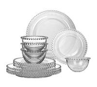 Glass Beaded Edge 12 Piece Dinner Set for 4 Alfresco Dining Tableware