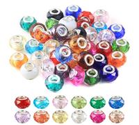 Glass Beads for Bracelet Making, 100Pcs Large Hole Acrylic Beads, Mixed Color Murano Glass Bead for DIY Jewelry Making, Crafting, Home Decor, 9x14mm