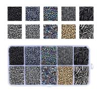 Glass Beads for Jewelry Making, Mix 10 Colors Waist Mini Small Tiny Glass Seed Bugle Bead Kits Jewellery Making Supplies for Necklaces Bracelets Earrings (Mixed Color 2)