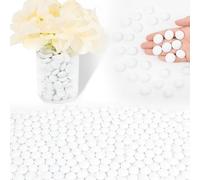 Glass Beads for Vases, 440g Mancala Stones, Decorative Vase Filler Beads Gems, Flat Marbles for Flower Holder, Crafts, Flat Glass Marbles Pebbles for Aquarium Decor, Fish Tank Decorations, White