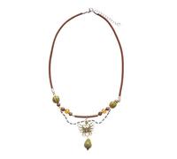 Glass beads, leather string, ceramic butterfly, waterdrop-shaped collar chain, vintage, unique, niche, high-end necklace