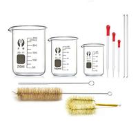 Glass Beakers Set, JESSTOLO 3pcs Glass Graduated Measuring Beakers 50ml/100ml/250ml with 3 Glass Droppers, 3 Cleaning Brush and 2 Glass Stirring Rod for Chemical Measuring or Kitchen