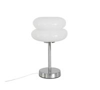 Glass Bedside Lamps, Egg Tart Lamp for Nightstand Retro Cute Desk Lamp with 3 Color Modes for Living Room Bedroom Rome Decor, White