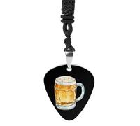 Glass Beer Mug Guitar Pick Pendant Necklace for Acoustic Electric Bass Players Guitar Accessories Guitarist Gifts