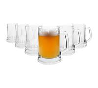 Glass Beer Mugs - 500ml - Pack of 6 Rink Drink Clear One Size