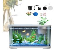 Glass Betta Fish Tank - Small Aquarium Starter Kit | Aquariums Starters Kits Desktop Fish Tank Starteres Kit With Filter And Light, Rectangular Aquariumes Tropical With Filter And Light, Freshwater