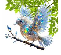 Glass Bird - Stained Glass Crystal Bird Art Ornaments, Acrylic Hummingbird Sun Catcher | 2D Flat Crystal With Gradient Mosaic Effect, Vivid Carved Details For Balcony, Backyard, And Wedding Decor