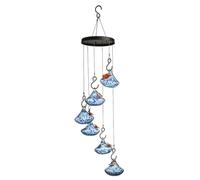 Glass Bird Water Feeder for Hummingbirds, 6 Suspended Cups for Garden Porch Display, Hook Ready, 5.12 X 26.77 in Hummingbird Water Feeder Suspended Glass Bird Garden Decor Porch Patio Balcony Outdoor