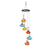 Glass Bird Water Feeder for Hummingbirds, 6 Suspended Cups for Garden Porch Display, Hook Ready, 5.12 X 26.77 in Hummingbird Water Feeder Suspended Glass Bird Garden Decor Porch Patio Balcony Outdoor