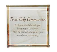 Glass Block Paperweight with Wording - First Holy Communion 6835