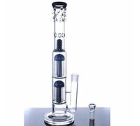 Glass bong double tree dome coffee maker tube 18 mm bowl height 40 cm. black