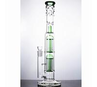 Glass bong double tree dome coffee maker tube 18 mm bowl height 40 cm. Green